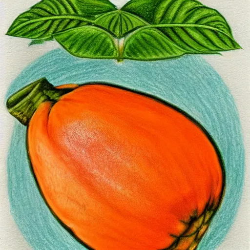 Prompt: a drawing of a papaya fruit with muscles, dressed as a sailor