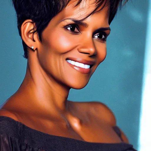 Image similar to halle berry as an anthropomorphic blueberry