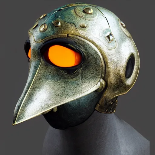 Image similar to cyberpunk frog-mouth medieval helmet