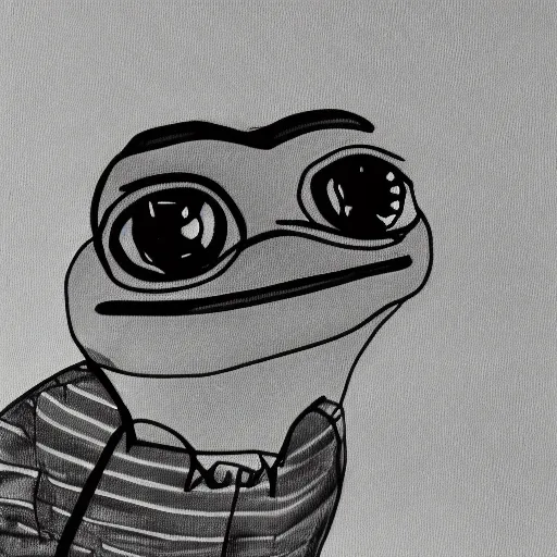 Image similar to portrait of Pepe the frog by Cecil Beaton , glamorous Hollywood style lighting, black and white, photorealistic