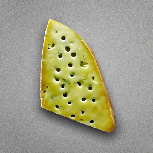 Image similar to a wedge of cheese with a green participation badge saying participation badge stuck to the side, stock art, 8K