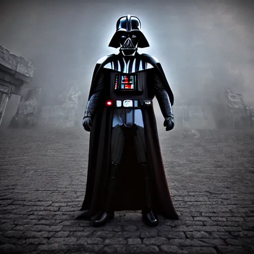 Prompt: Darth Vader in steampunk armor, cinematic lighting, realistic