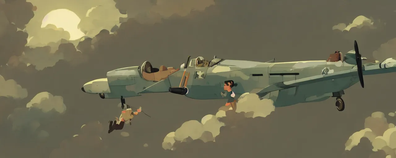 Image similar to japanese zero plane, crashing into the ground, atey ghailan, goro fujita, studio ghibli, rim light, stark very bright lighting, clear focus, very coherent