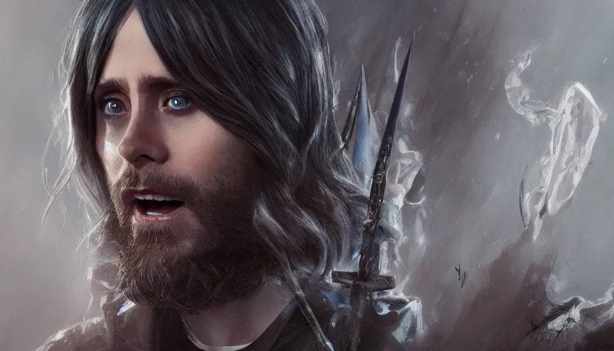 Image similar to Jared Leto is a wizard, hyperdetailed, artstation, cgsociety, 8k