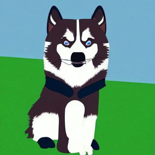 Image similar to husky in the style of south park