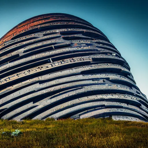 Prompt: 8 k photography from a strange alien city, organic buildings