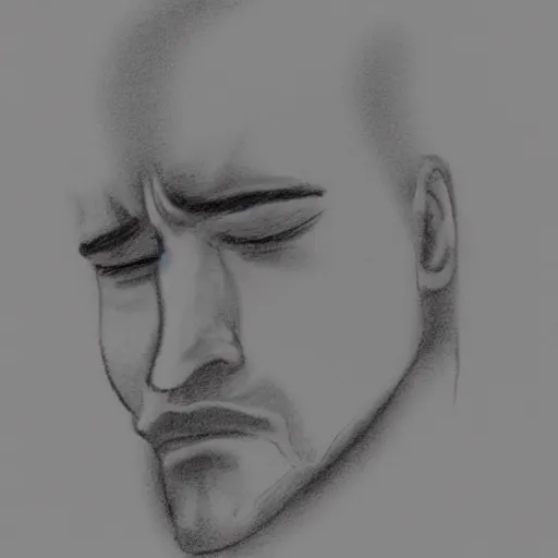 man crying eyes drawing