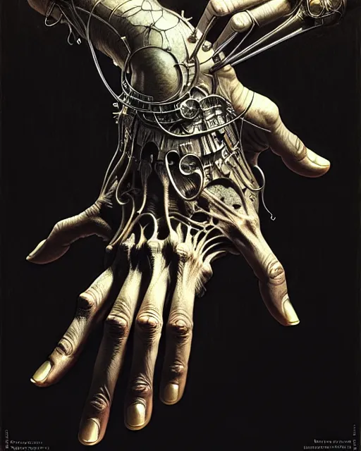 Image similar to human hand anatomy for artists fantasy character portrait, ultra realistic, cinematic, concept art, wide angle, intricate details, hologram, highly detailed by greg rutkowski, aaron horkey, gaston bussiere, craig mullins, simon bisley, arthur rackham