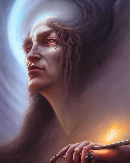 Prompt: a detailed portrait 3 / 4 profile of a sorcerer by tomasz alen kopera and peter mohrbacher