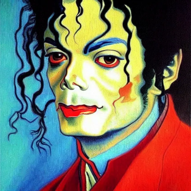 Image similar to a beautiful painting michael jackson face, by disney concept artists van gogh leonardo da vinci realistic oil painting