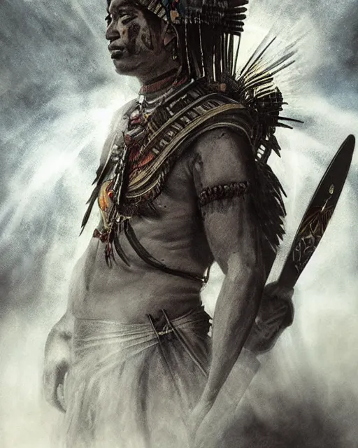 Image similar to a tupi guarani warrior with angelic wings, by tsuyoshi nagano, by greg rutkowski, dramatic lighting, blood, god rays, angelical, symmetrical, intricate, detailed, cinematic, masterpiece, extreme details, volumetric light