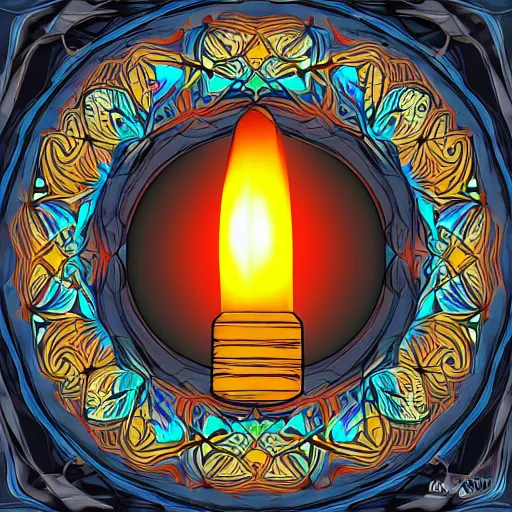 Image similar to glowing candle symmetrical, highly detailed, digital art, sharp focus, trending on art station, anime art style