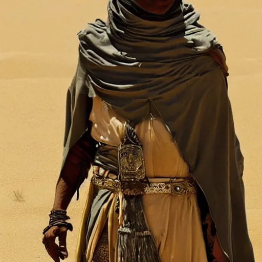 Prompt: a sand wraith dressed as a tuareg, no skin shown, movie still