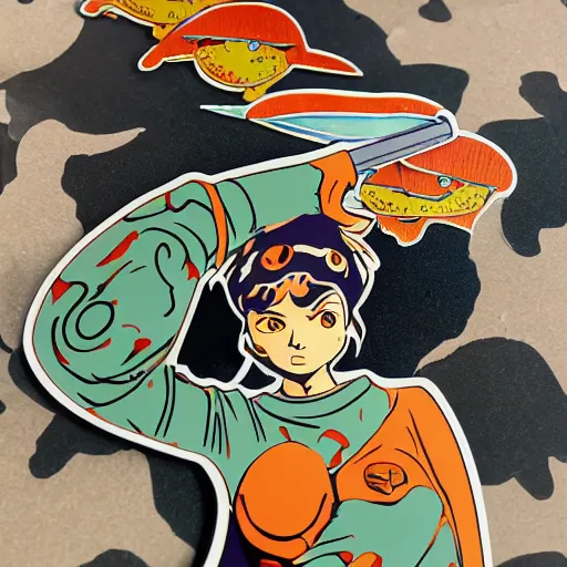 Image similar to die cut sticker, nausicaa, splatter paint