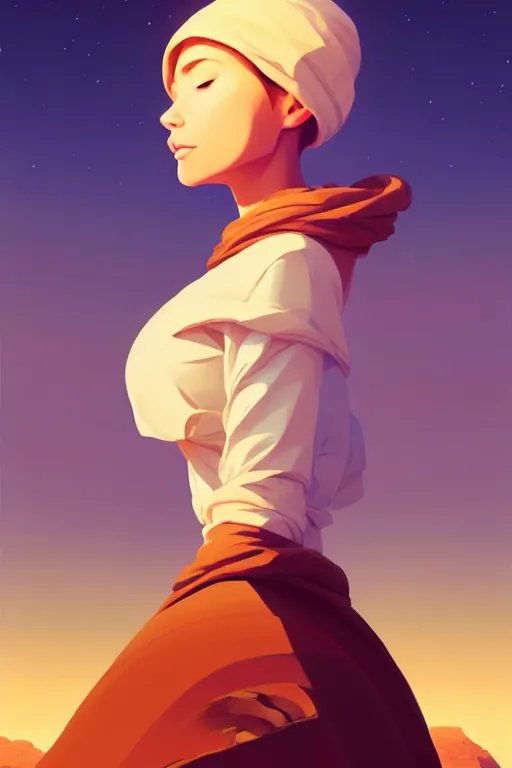 Image similar to single hermit in the desert, smooth face, centered median photoshop filter cutout vector behance hd by artgerm, jesper ejsing, by rhads, makoto shinkai and lois van baarle, ilya kuvshinov, rossdraws, illustration, art by ilya kuvshinov and gustav klimt