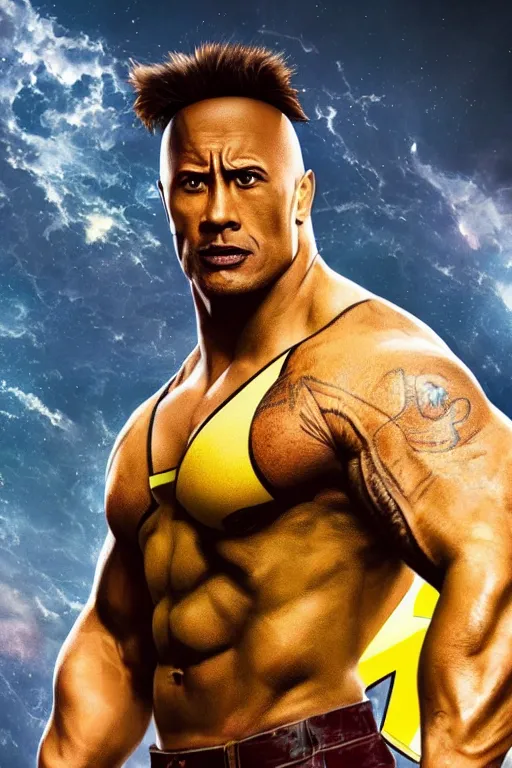 Image similar to Breathtaking comic book style of Pikachu and Dwayne Johnson fusion, high quality, 8k, very detailed