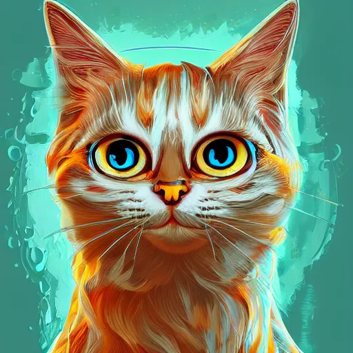 Prompt: liquid cat, highly detailed, smooth, artstation, digital illustration