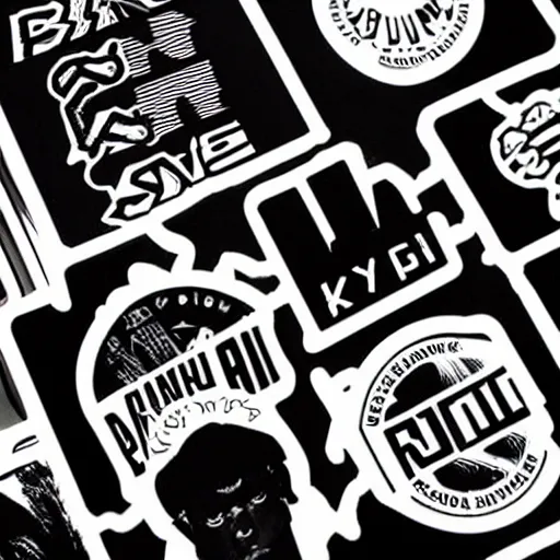 Image similar to black on white graphic design stickers in style of david rudnick, eric hu, acid, y 2 k, brutalism