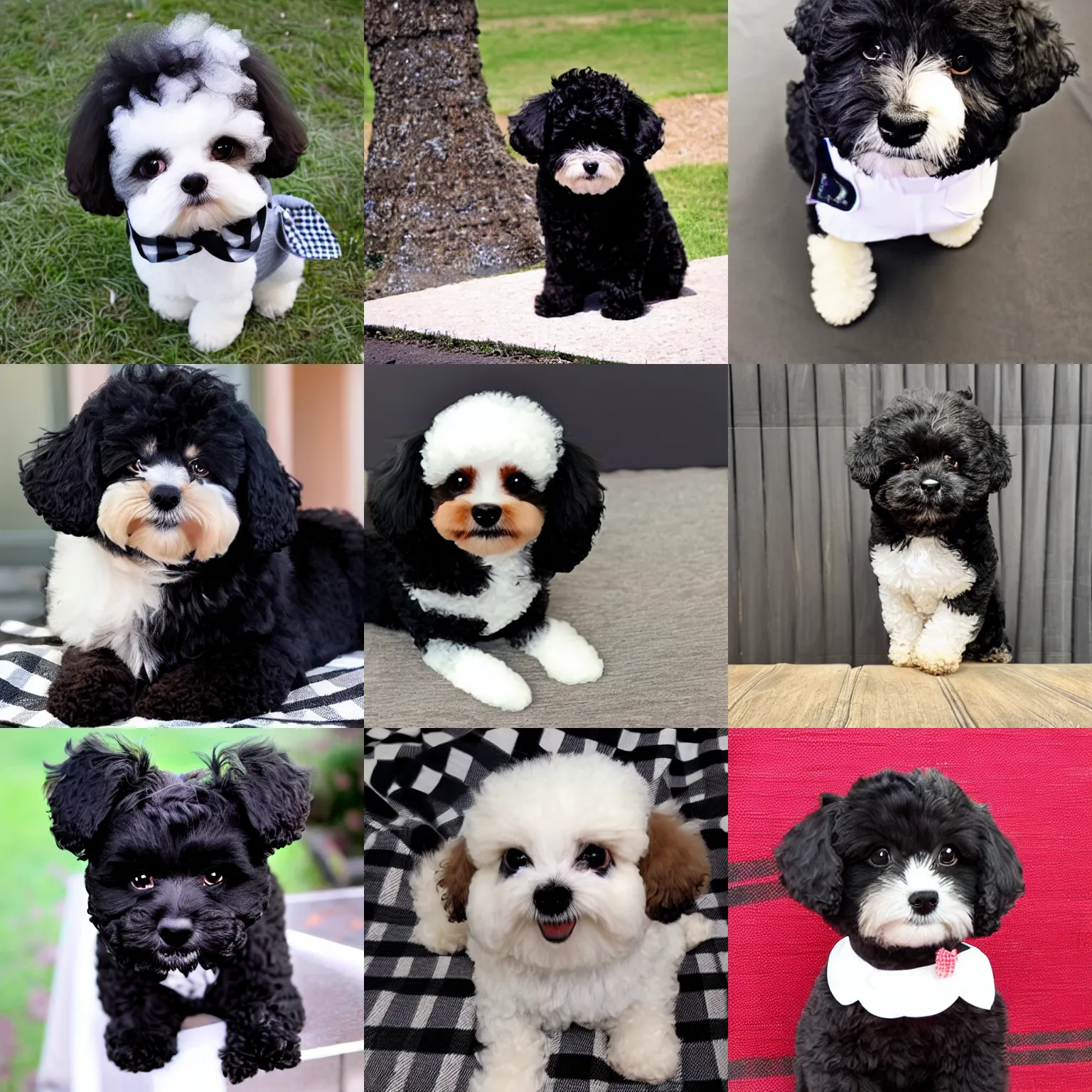 Prompt: black shihpoo with gingham