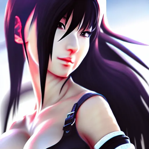 Image similar to alternate outfit of tifa lockhart by wlop, rossdraws, mingchen shen, bangkuart, sakimichan, yan gisuka, jeongseok lee, artstation, 4k