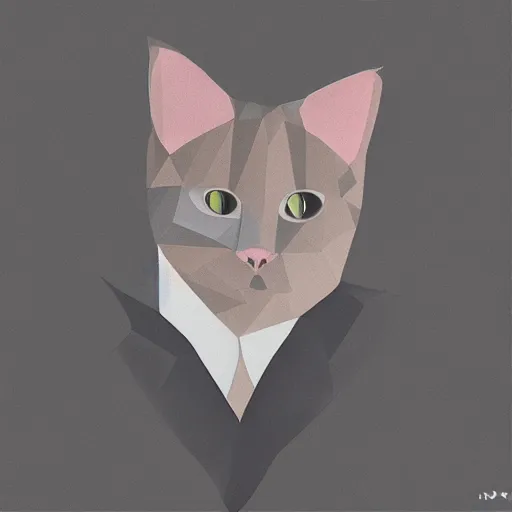 Prompt: A geometric painting of a cat in a suit, trending on Artstation