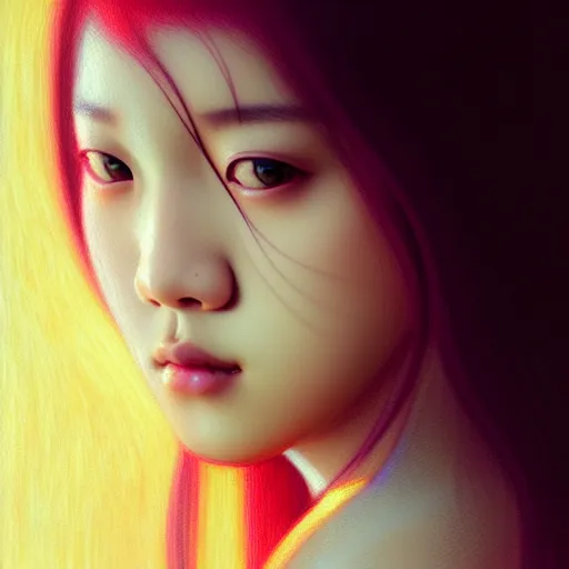 Prompt: jisoo of blackpink, hyperrealistic portrait, bladerunner street, art by artgerm and greg rutkowski and fra angelico and alphons mucha, fantasy art, photo realistic, dynamic lighting, artstation, poster, volumetric lighting, very detailed face, intricate complexity, rule of thirds, 8 k, award winning, unreal engine