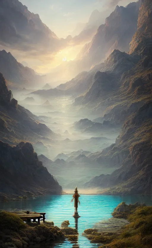 Image similar to lake godness, highly detailed, d & d, water everwhere fantasy, highly detailed, digital painting, trending on artstation, concept art, sharp focus, global illumination, ray tracing, illustration, art by artgerm and greg rutkowski and fuji choko and viktoria gavrilenko and hoang lap