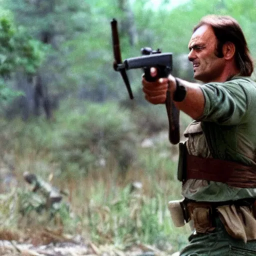 Image similar to A still of Chirac as Rambo in Rambo First Blood (1982)