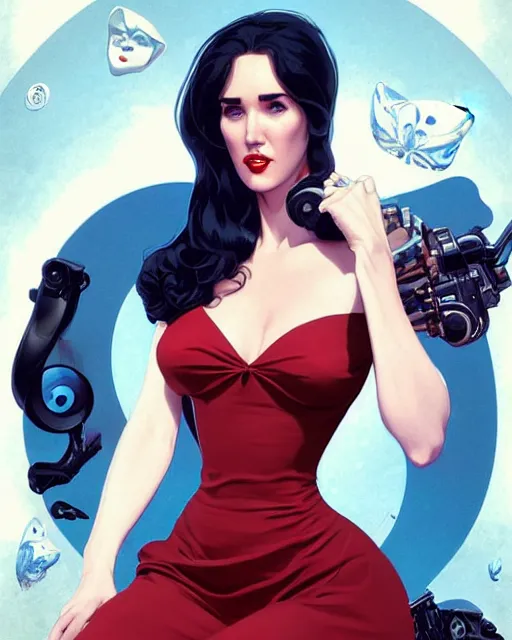 Image similar to a pin up and beautiful fashion charming dreamlke jennifer connelly, symmetrical face symmetrical eyes, character art, art by artgerm lau and wlop and and ilya kuvshinov and john singer sargent, rafael albuquerque comic art, hyperdetailed, 8 k realistic, symmetrical, frostbite 3 engine, cryengine, digital art