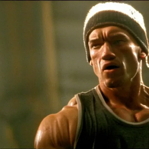 Image similar to cinematic still of arnold schwarzenegger in 8 mile ( 2 0 0 2 ), blueray