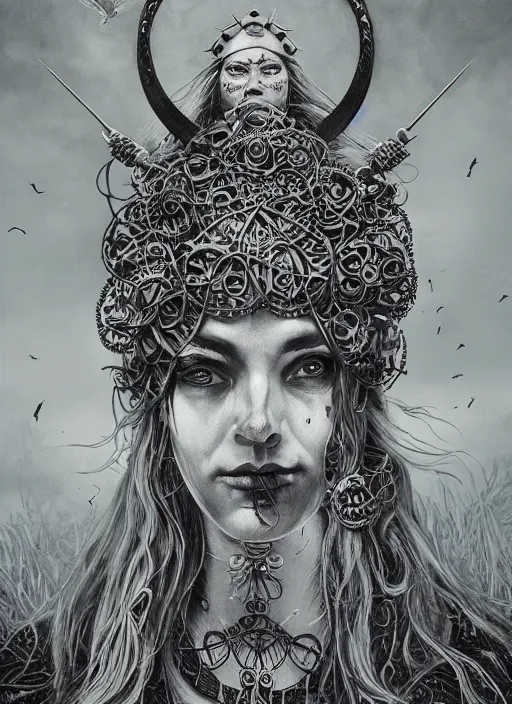 Prompt: Viking goddess painting by Dan Hillier, trending on artstation, artstationHD, artstationHQ, 4k, 8k