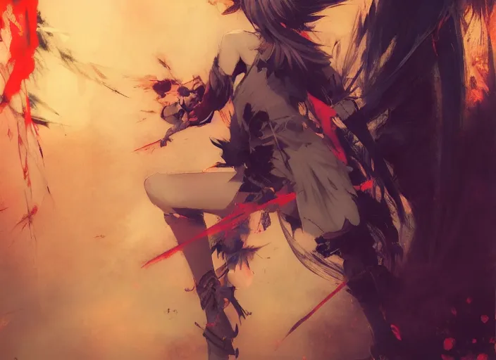 Image similar to anime girl shonen, yandere intricate, elegant, highly detailed, vivid colors, john park, frazetta, sparth, ruan jia, jeffrey catherine jones