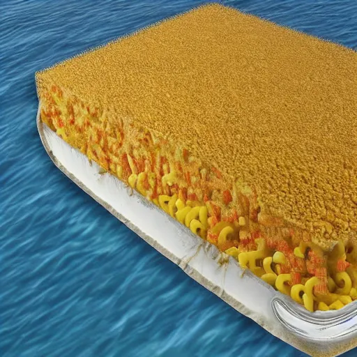 Image similar to On the flat earth, the oceans are prevented from falling off the edge by a giant wall made of macaroni and cheese.