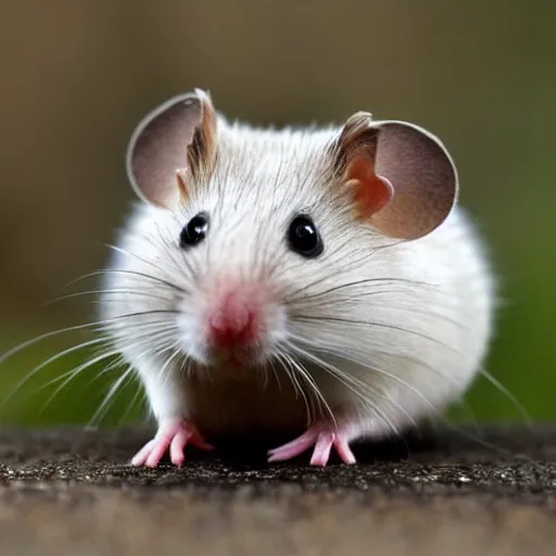 Image similar to hybrid between a hamster and a mouse, close up photo