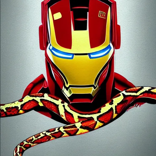 Prompt: iron man as a snake, artist, art, high quality, smooth,