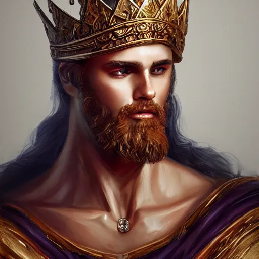 Prompt: portrait of a radiant greek mythology god, jewelry, crown, confident, handsome, stunning, dramatic lighting, detailed, very realistic, trending on Artstation, Cgsociety