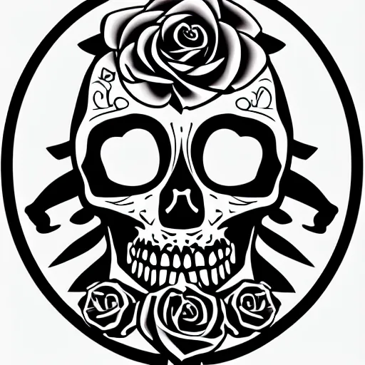 Image similar to rose n skull tattoo vector art