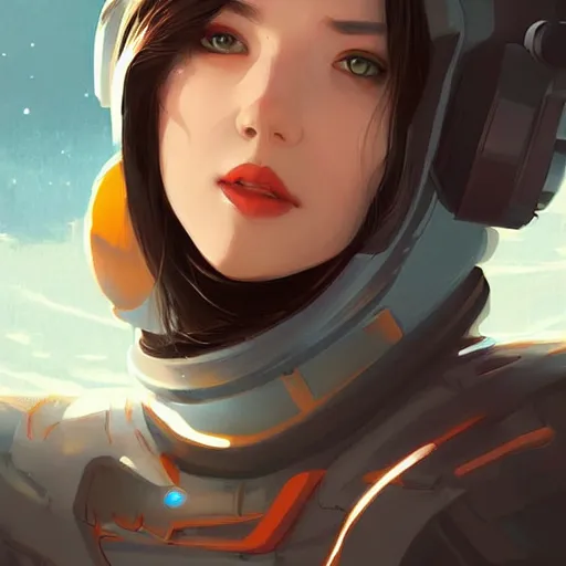 Prompt: young beautiful women in space illustration fantasy digital art by guweiz trending on artstation