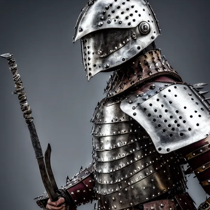 Image similar to photo of a warrior with metal otter themed armour, highly detailed, 4 k, hdr, smooth, sharp focus, high resolution, award - winning photo