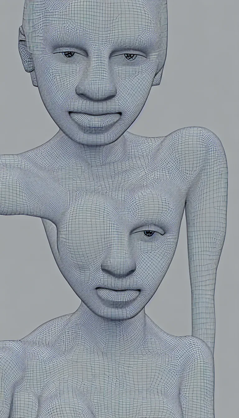 Image similar to 3 d wireframe of a beautiful woman by moebius