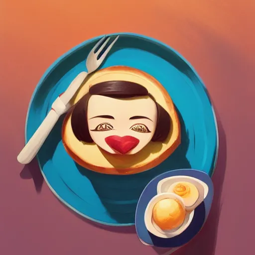Image similar to face icon stylized minimalist breakfast at tiffany's, loftis, cory behance hd by jesper ejsing, by rhads, makoto shinkai and lois van baarle, ilya kuvshinov, rossdraws global illumination