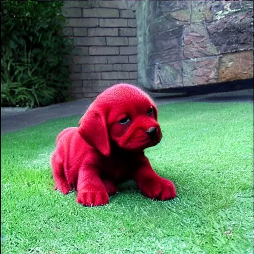 Prompt: adorable crimson puppy