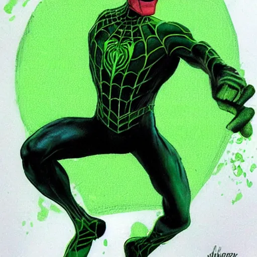 Image similar to green spiderman