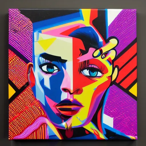 Prompt: Square canvas by tristan eaton and nielly