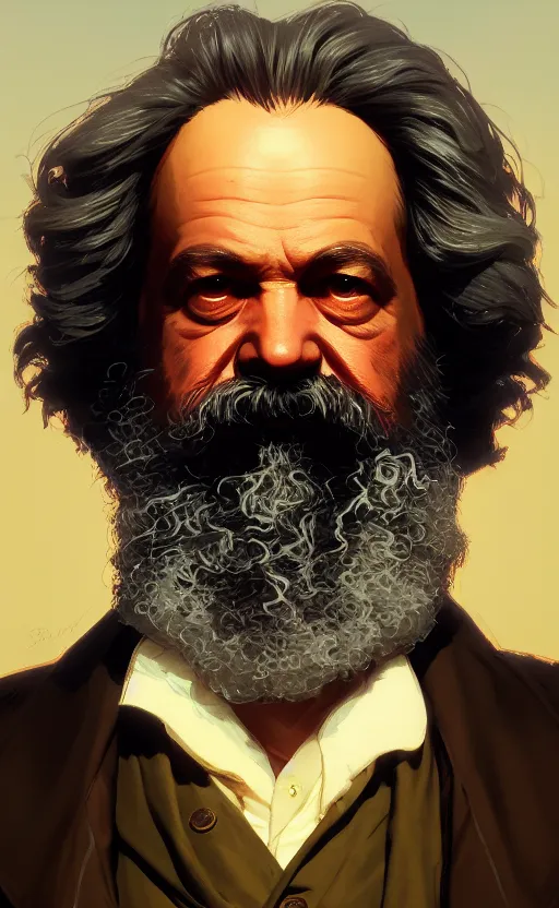 Image similar to highly detailed portrait of karl marx in gta v, stephen bliss, unreal engine, fantasy art by greg rutkowski, loish, rhads, ferdinand knab, makoto shinkai and lois van baarle, ilya kuvshinov, rossdraws, tom bagshaw, global illumination, radiant light, detailed and intricate environment