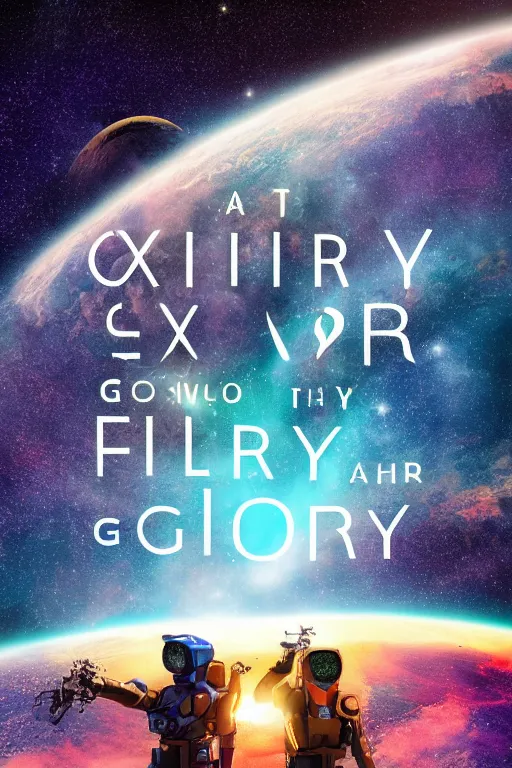 Image similar to poster exclaiming glory in the stars and the new frontier, 4 k, simplified