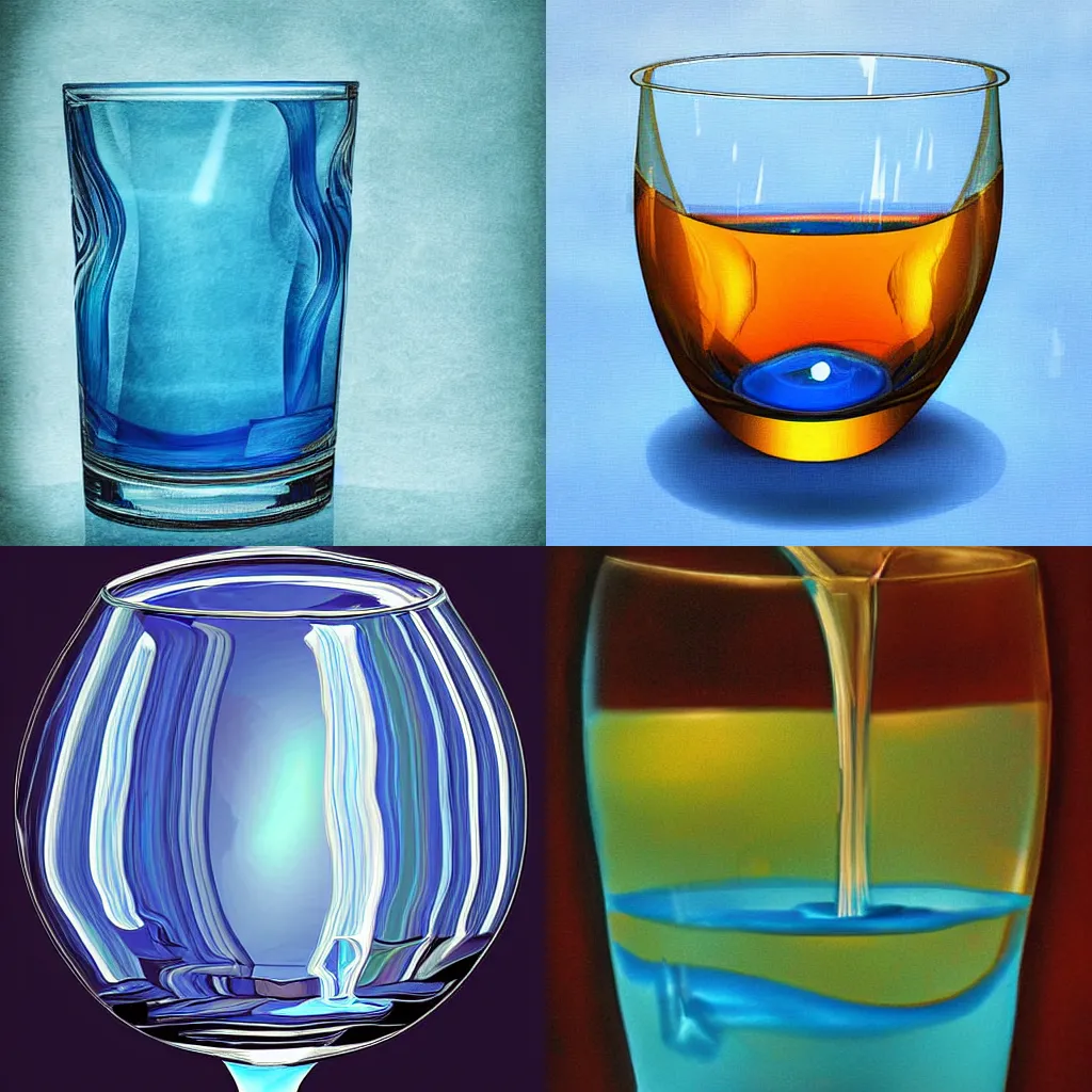 Prompt: A glass full of blue liquid, digital art