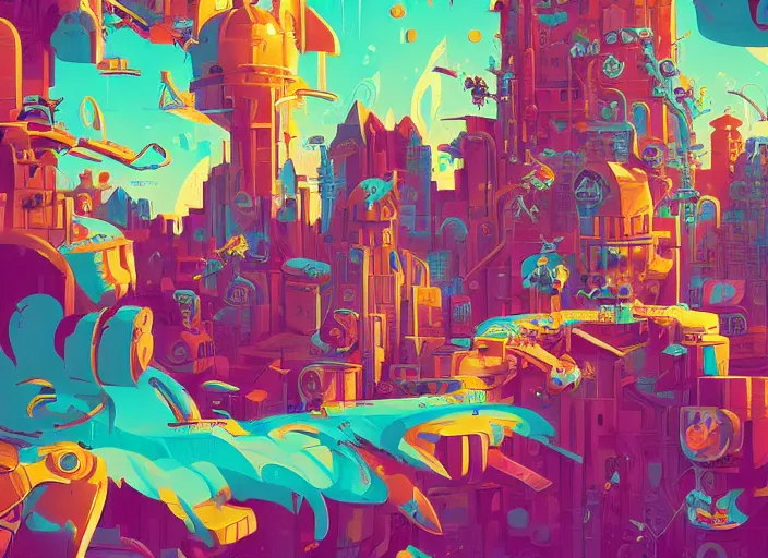 Prompt: graffiti kingdom by android jones and petros afshar, tom whalen, james gilleard