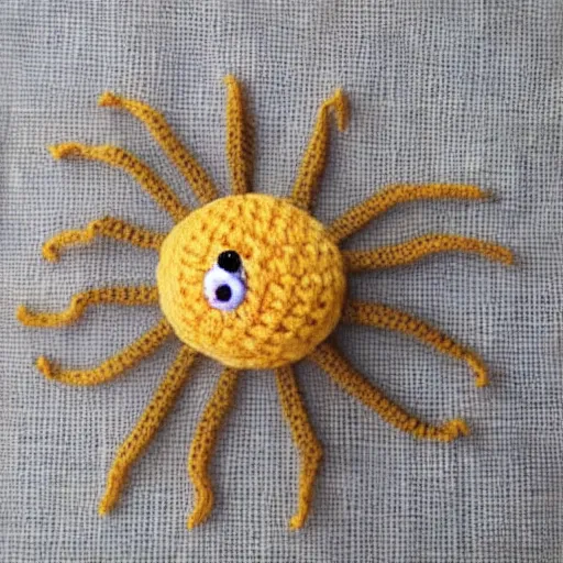 Prompt: crocheted little cute spider
