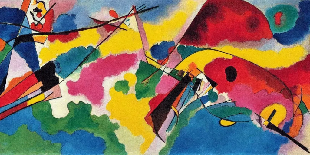 Prompt: a beautiful abstract painting by kandinsky